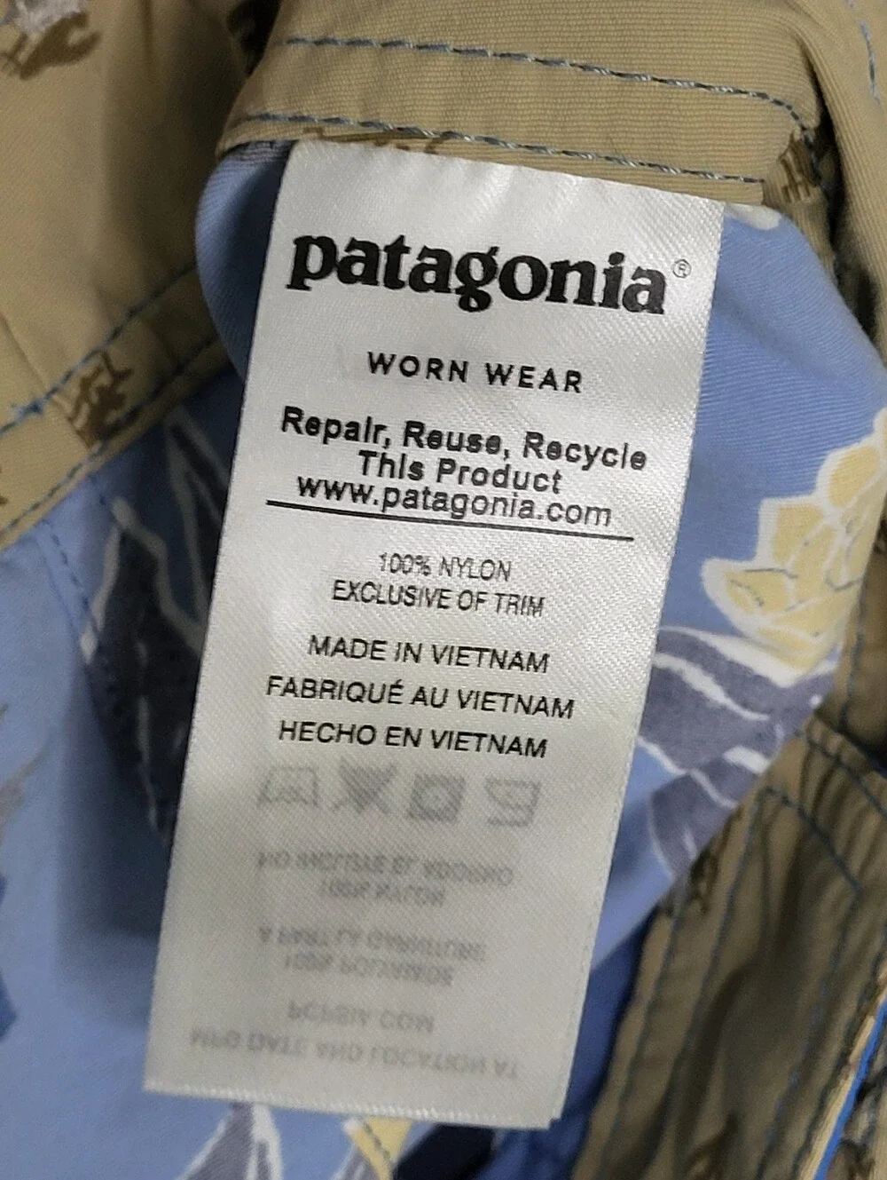 Patagonia Stretch Planing Floral Board Shorts Blue Yellow Mens 35 Surf Swim
